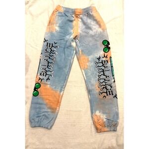 Market Work Life Balance Tie Dye Sweatpants Blue Orange Graphic Joggers Large